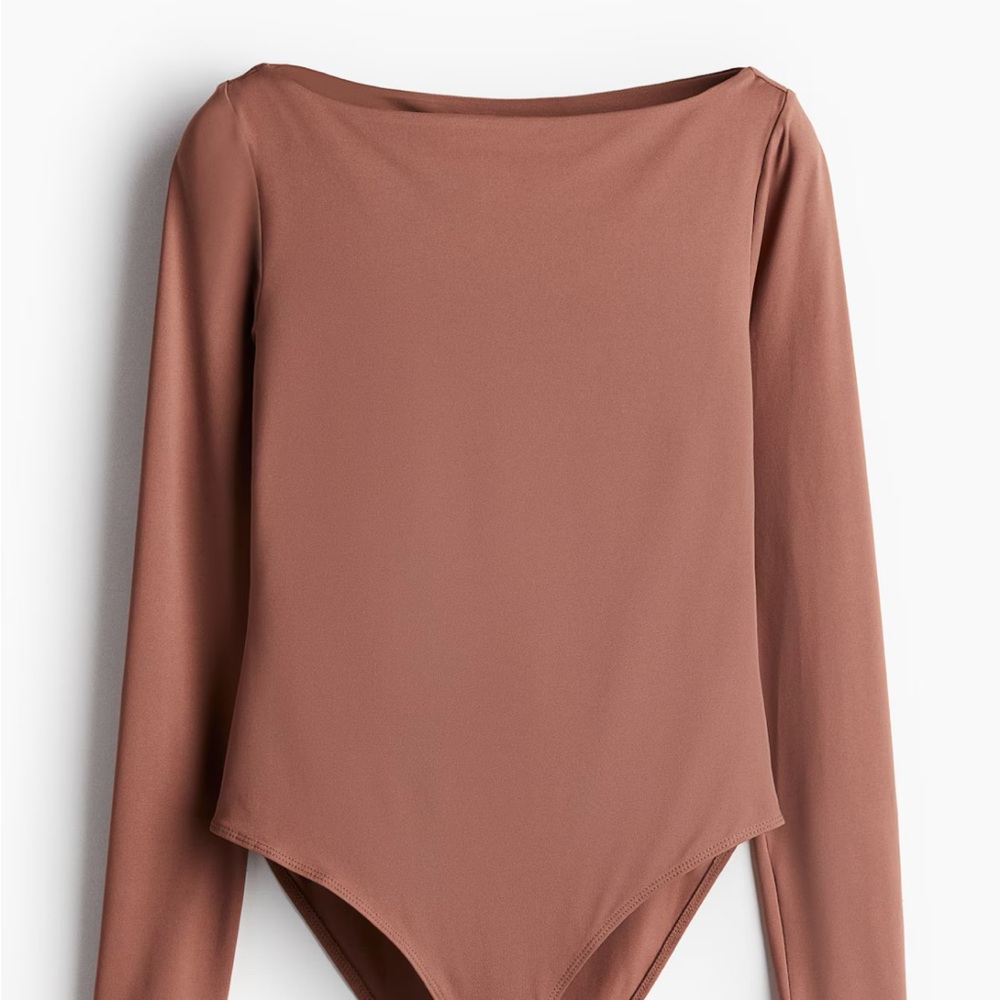 H&M Brown Boat Neck Bodysuit